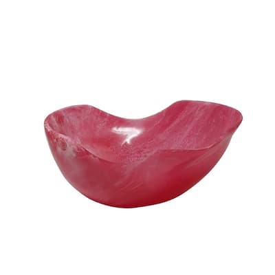 Small Large Fruit Bowl Rose Pink Resin Dia 13.3" - Pink