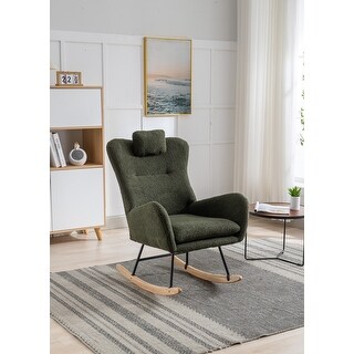 Soft Teddy Velvet Fabric Rocking Chair - Bed Bath & Beyond - 39074795