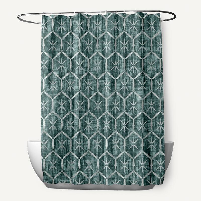 Tuinched Geometric Print Shower Curtain - Green