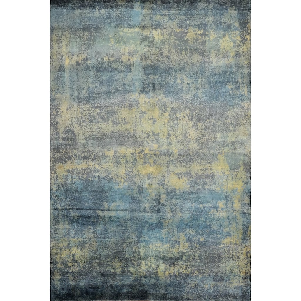 Hand Knotted Oriental Viscose Silk Carpet Modern Abstract Multi-Colored Abstract Area Rug - 7' 7'' X 5' 8''