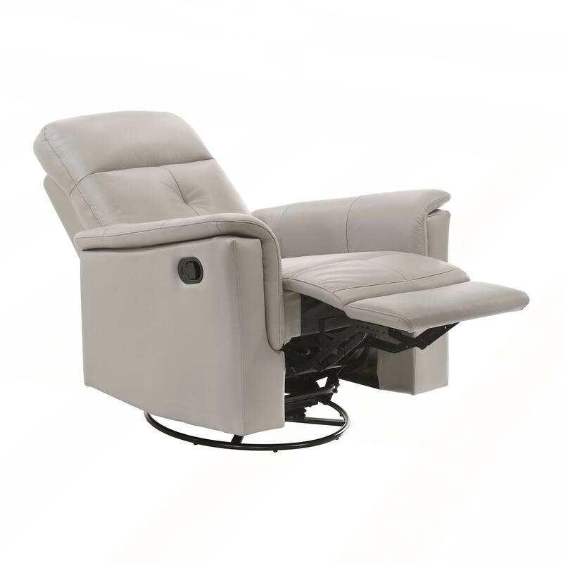 Silver Color Leather Upholstered Reclining Chair