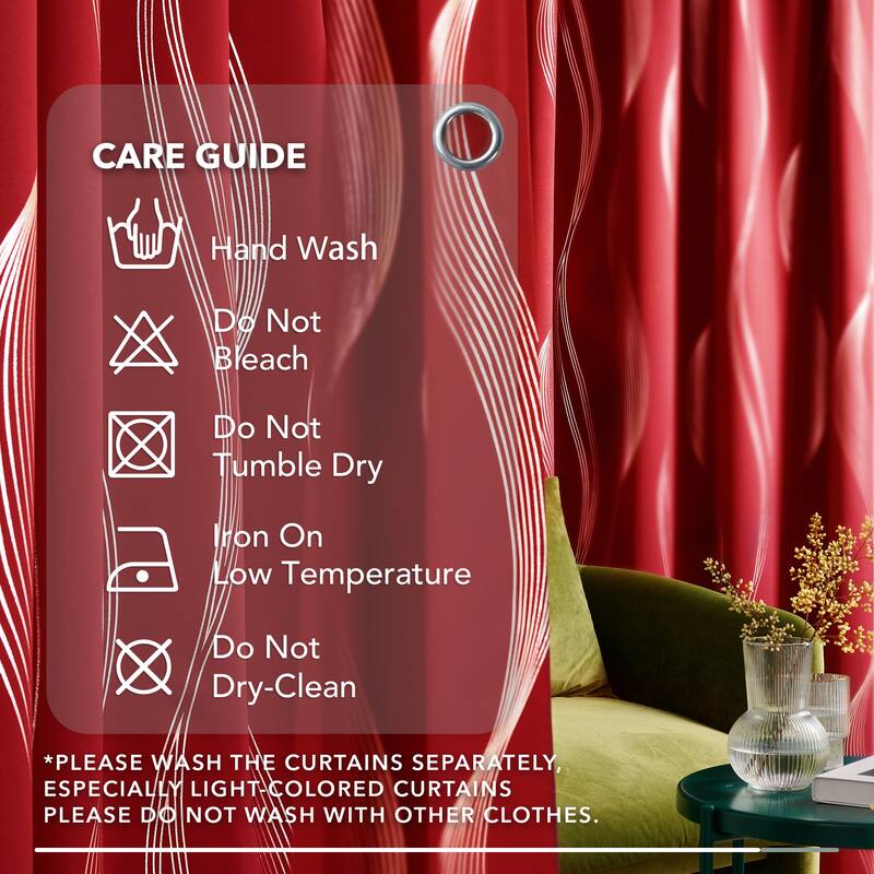 Deconovo Back Tab Rod Pocket Silver Wave Curtains(2 Panel)