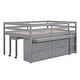 preview thumbnail 9 of 11, Full Low Loft Bed with Rolling Portable Desk & Shelves, Wood Loft Bed Frame with 4 Drawers for Kids & Teens, Boys, Girls Grey