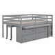 preview thumbnail 36 of 34, Twin/Full Size Low Loft Bed with Retractable Writing Desk and 4 Drawers, Wooden Loft Bed Frame w/ Lateral Portable Desk & Ladder