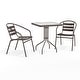 preview thumbnail 26 of 35, 23.5" Square Glass Metal Table with 2 Metal Aluminum Slat Stack Chairs