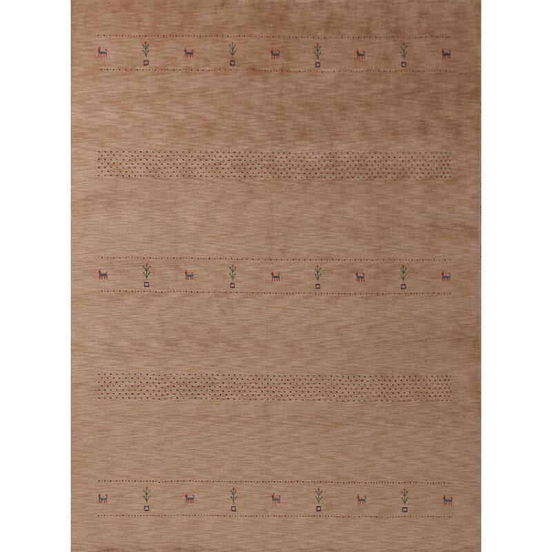 Hand Knotted Oriental 100% Wool Carpet Tribal Tribal Brown Gabbeh Area Rug - 9' 9'' X 8' 2''