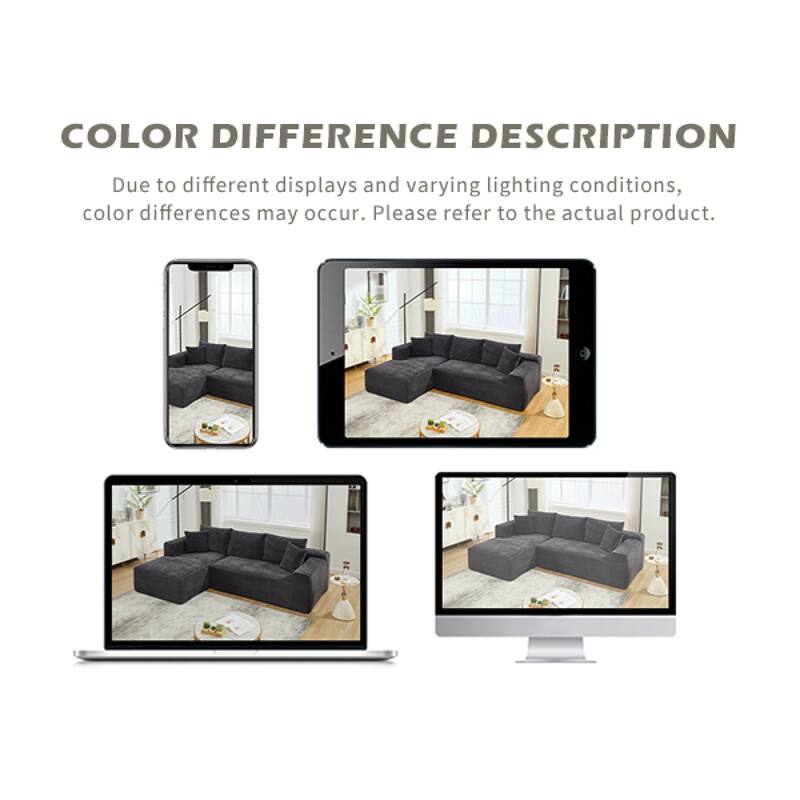 Roomfitters Modular Sectional Sofa L-Shape Cloud Couch with Oversized Left Facing Chaise, Memory Foam 2-Seat Sofa