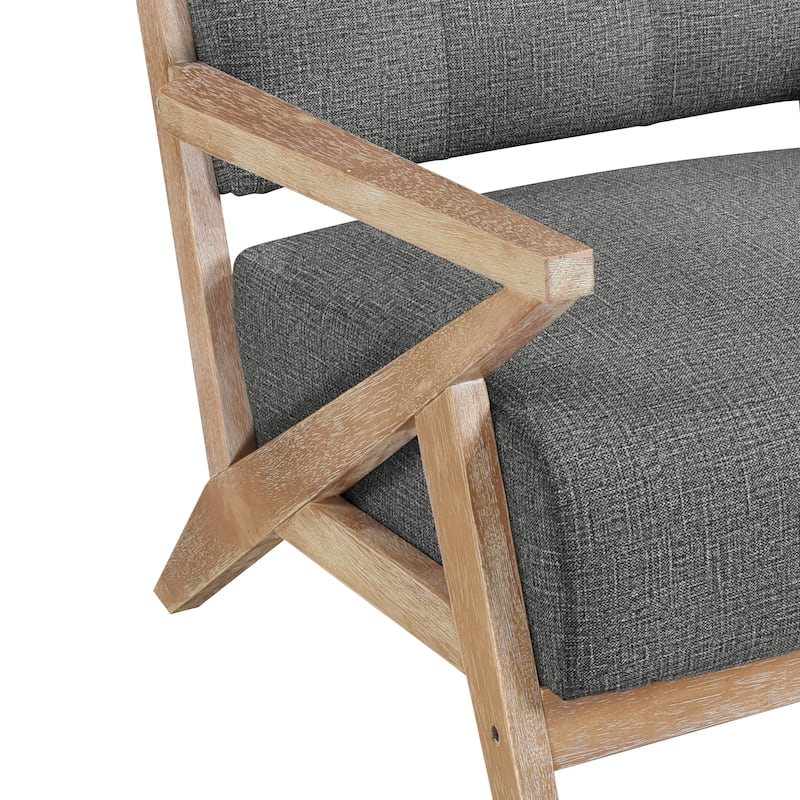 Smithfield Fabric Upholstered Tufted Wood Arm Accent Chair