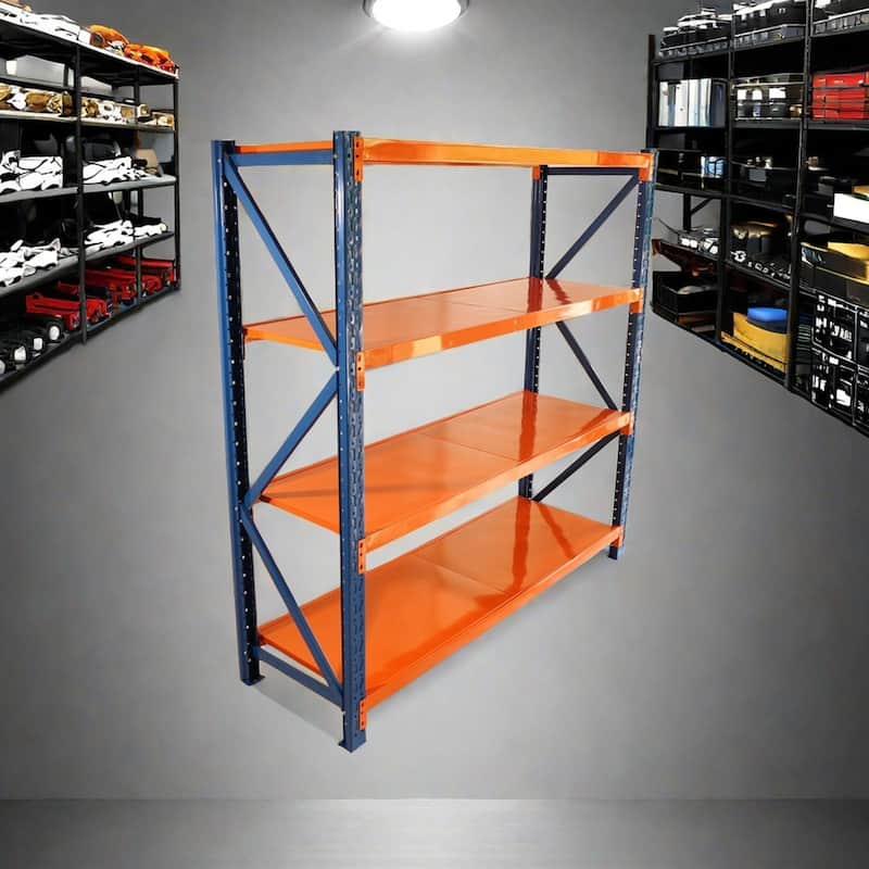 4-Tier Heavy Duty Storage Shelf Steel Rack Adjustable Height for Workshop and Warehouse - 78.66”L x 23.82”W x 78.74”H