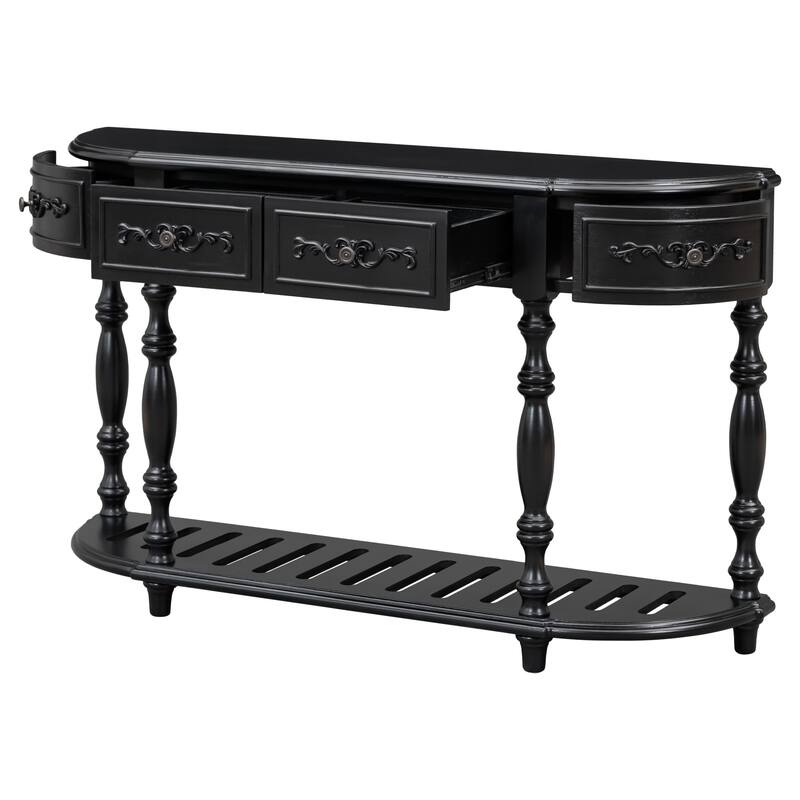 52" Classic Console Table with 4 Drawers & Open Shelf
