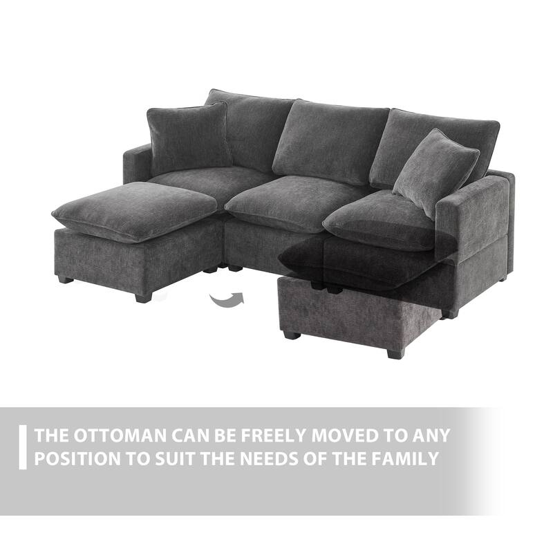 Modern Modular Sectional Sofa with Reconfigurable Chenille Seating and Foam Cushions for Versatile Home Living Spaces