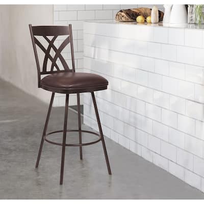 Dover 26" Counter Stool, Auburn Bay Finish with Brown Faux Leather