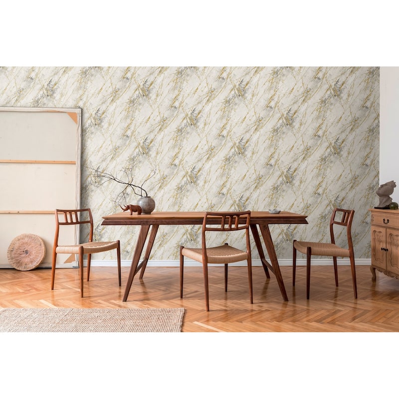 Galerie Wallcoverings Bricks and More Collection Metallic Marble Motif Metallic Finish Vinyl on Non-woven Wallpaper Roll
