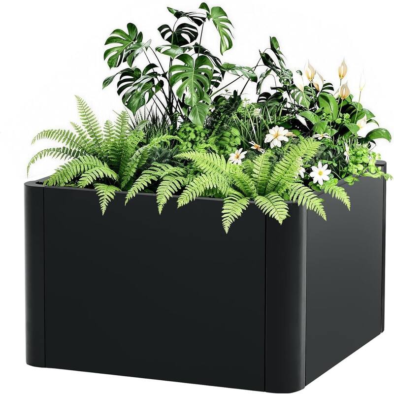136x52x30cm Metal Planter Box with Snap-On Assembly Large Garden Planters Use With Base - 52x52x30cm With Base