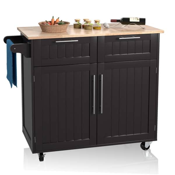 Shop Costway Rolling Kitchen Cart Island Heavy Duty Storage