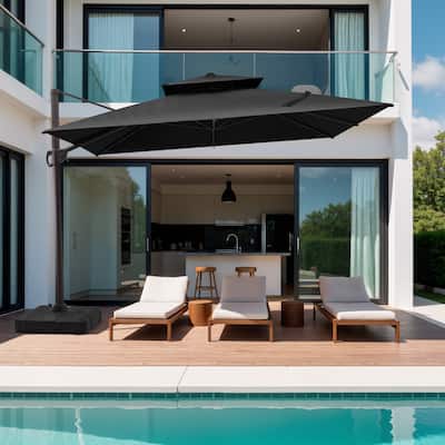 11 x 11 FT Outdoor 360 Degrees Rotation Patio Cantilever Umbrella with Base