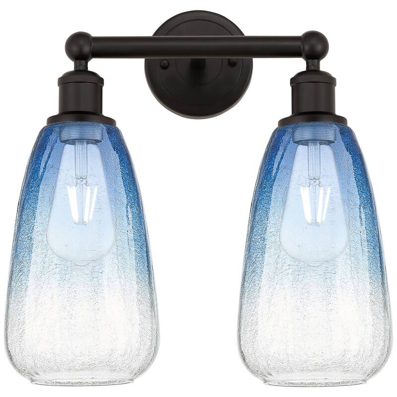 Innovations Lighting Endless Possibilities Edison - Brookhaven Almond - 2 Light 15" Bath Vanity Light - Oil Rubbed Bronze/Sapphire Blue