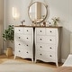 preview thumbnail 3 of 18, Gymax 2PCS 38'' Farmhouse Chest of Drawers w/ 5 Folding Fabric Drawers