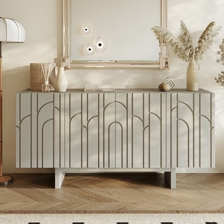 Clihome Modern Wood Storage Buffet Sideboard with 4 Doors