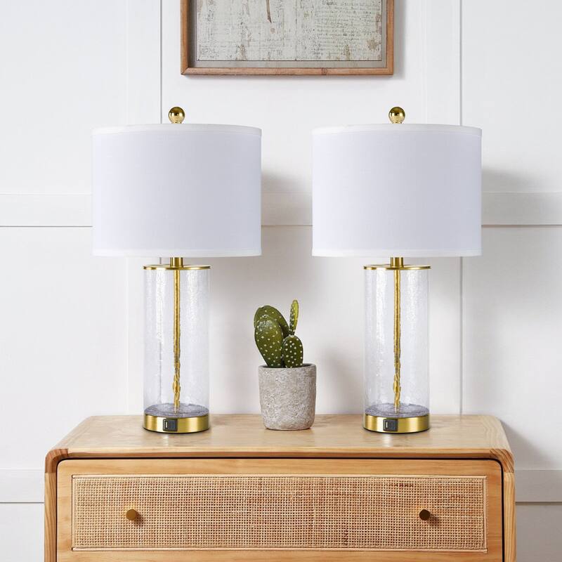 Maxax 26" Modern Blasted Glass Table Lamps Set