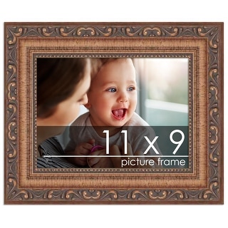 11x9 Traditional Antique Gold Wood Picture Frame - UV Acrylic, Foam ...