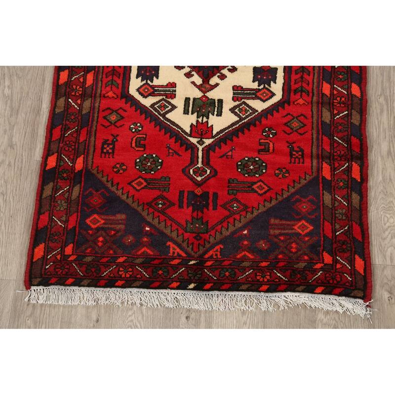 Geometric Tribal Hamedan Persian Area Rug Wool Hand-knotted Carpet - 3'3" x 5'0"