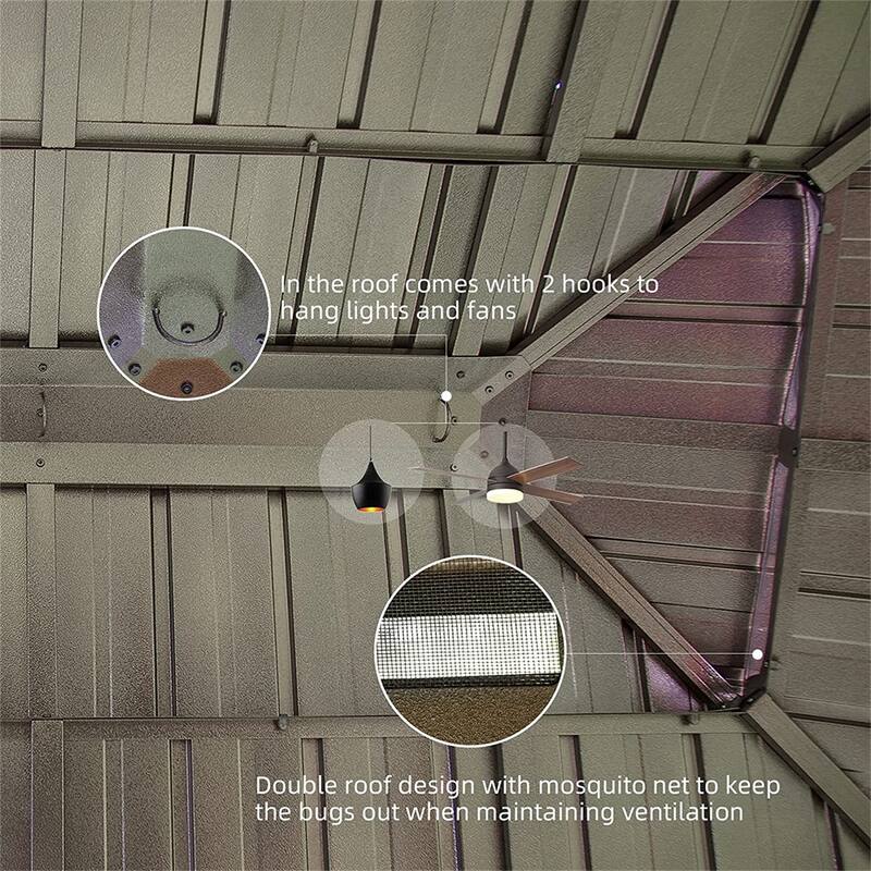 12'x14' Aluminum Frame Canopy with Galvanized Steel Double Roof Bed