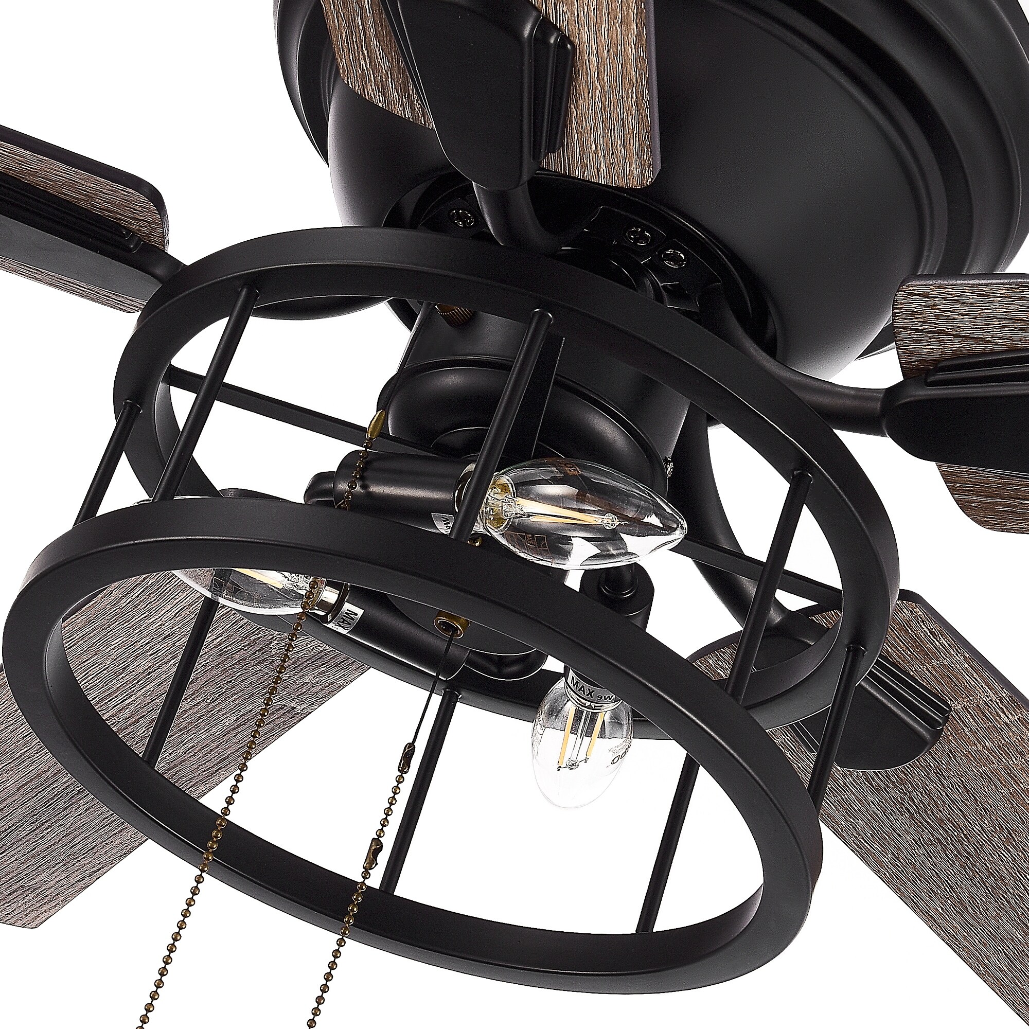 52 in. Indoor Black Farmhouse Ceiling Fan with Light Kit and