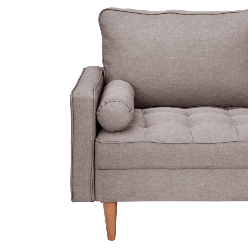 Compact Upholstered Tufted Loveseat with Wooden Legs