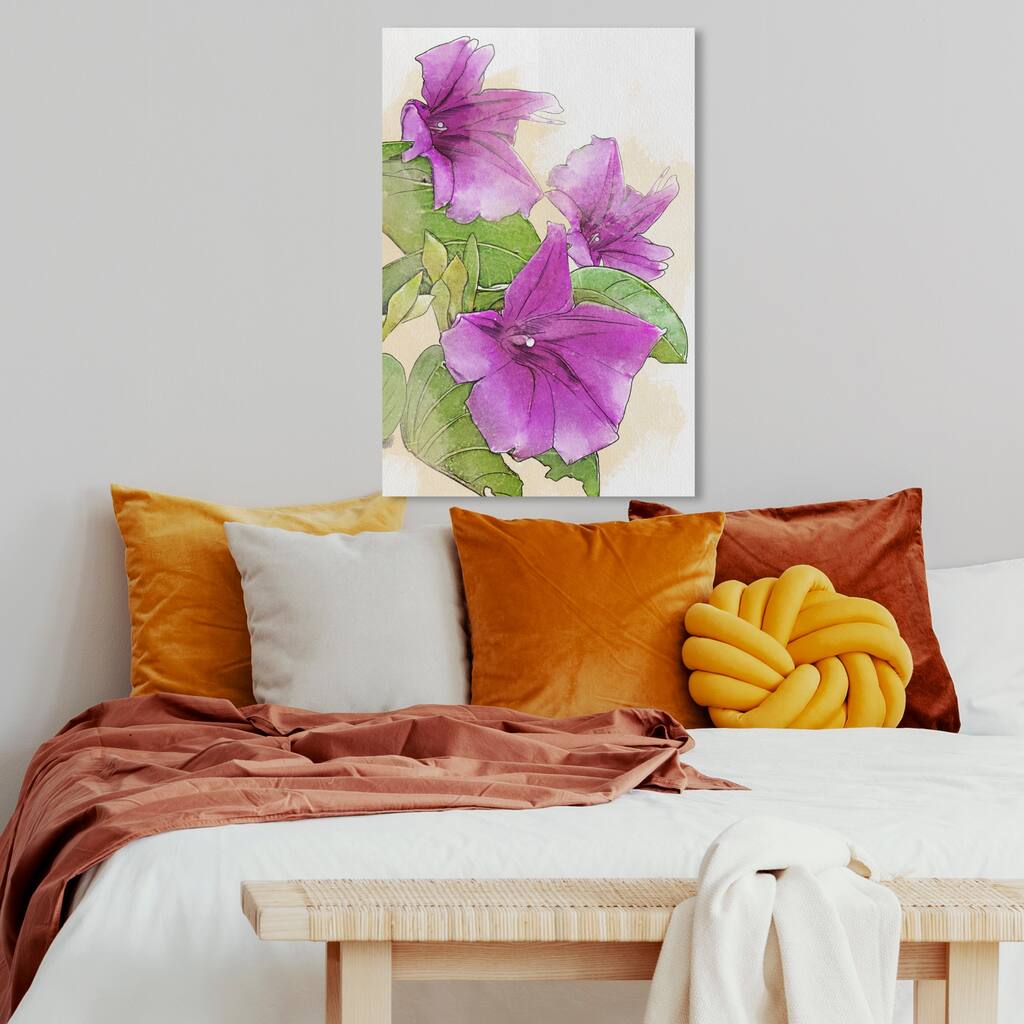 Wynwood Studio Canvas Floral and Botanical Railroad Vine Purple and Violet Modern & Contemporary Wall Art Canvas Print