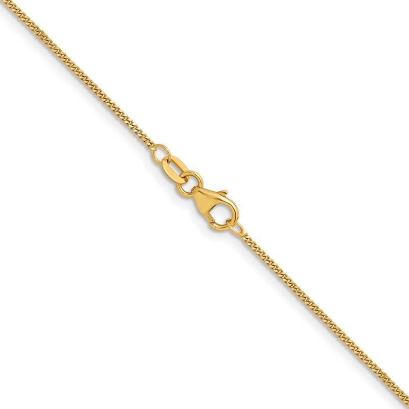 Curata Italian 14k Yellow Gold 1.2mm Curb Necklace For Women (Lobster)