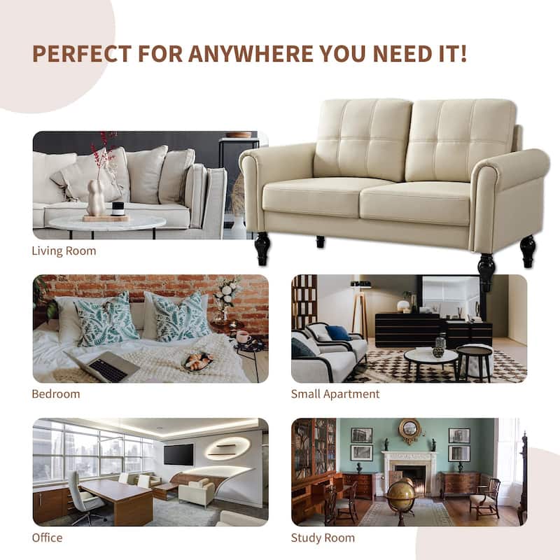 60.6 Inches Loveseat Sofa, Comfy Couches for Small Spaces