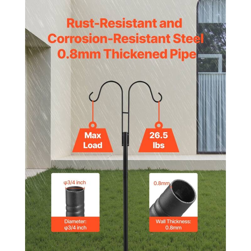 Double Shepherds Hook 8 Pack 76 Inch Heavy Duty Bird Feeder Pole