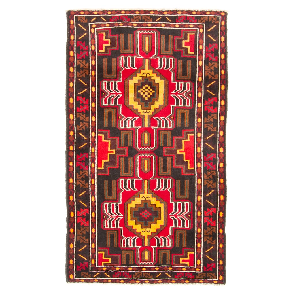 ECARPETGALLERY Hand-knotted Teimani Black Wool Rug - 2'11 x 5'0