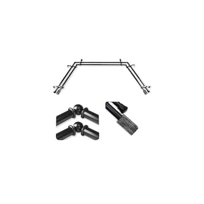 Adjustable Curtain Rods & Hardware Set - Telescoping Rods 20-36 Inch Sides, 38-72 Inch Center - Black Finish - M