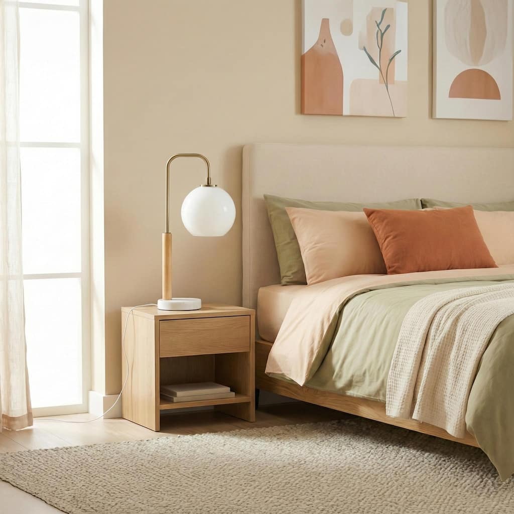 Catherine Modern Globe Table Lamp with Marble Base and Brass Finish