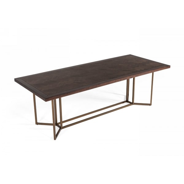 Carbon Loft Enbarr Modern Acacia and Brass Dining Table. Opens flyout.