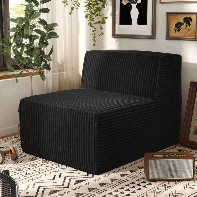 Furniture of America Navir Modern Chenille Foam Modular Sofa Chair - Armless - Black