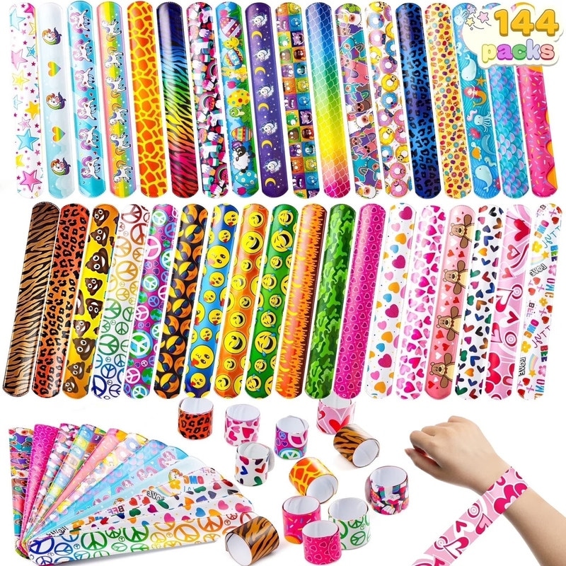 144Pcs Slap Bracelets Bulk Wristbands - Multicolor
