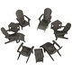 preview thumbnail 53 of 85, Vineyard HIPS Outdoor Folding Eco-Friendly All Weather Seashell Adirondack Chairs (12-Piece Conversation Set)