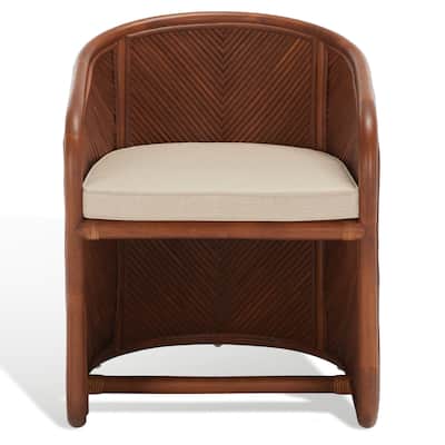SAFAVIEH Zelia Rattan/Beige Cushion Accent Chair - 21 In. W x 22 In. D x 29 In. H - 21Wx22Dx29H