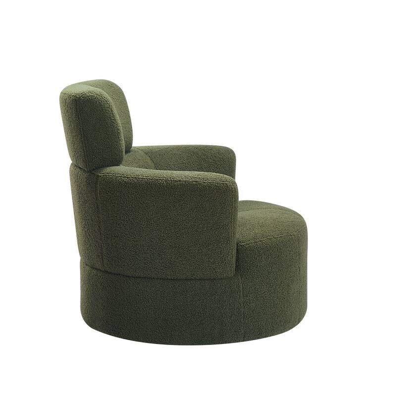 360° Swivel Chair, Upholstered Barrel Chair with Adjustable Headrest Modern Swivel Round Sofa Chair for Living Room