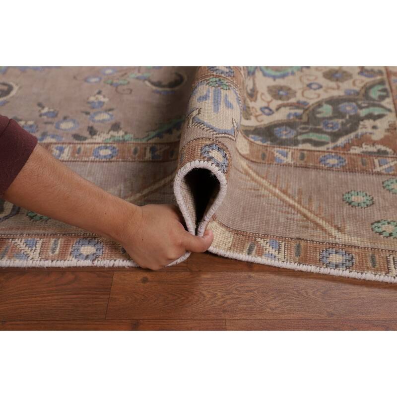 Overdyed Vintage Tabriz Persian Vintage Rug Hand-Knotted Wool Carpet - 6'5"x 9'1"