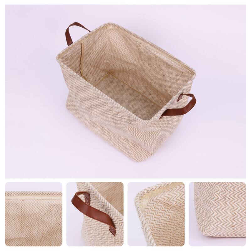 Fabric Storage Cube with Handles, Storage Bin for Shelves Closet, Storage Basket for Organizing Clothes Books - 15*10.5*11in - Brown Wave