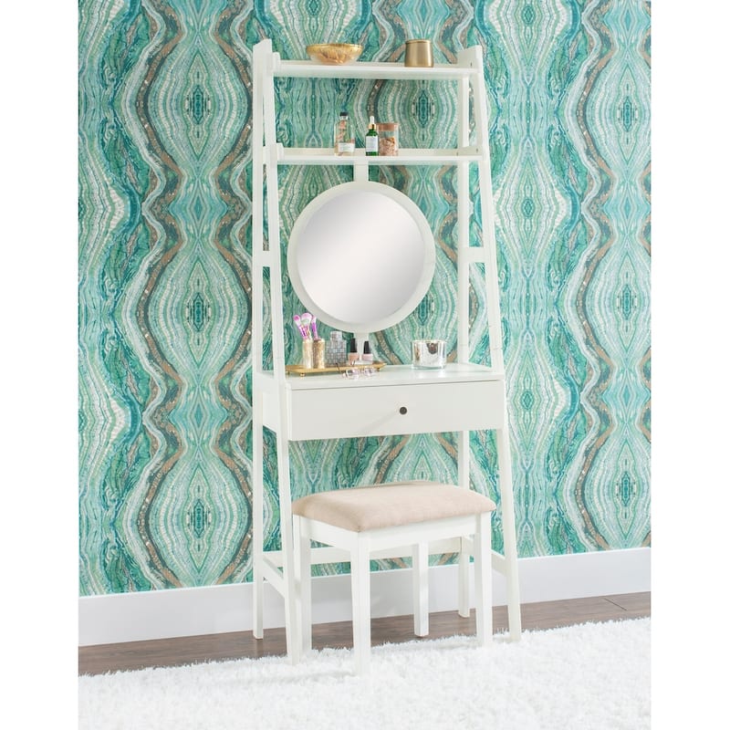 Mccleaster Leaning Vanity With Stool - White