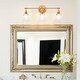 preview thumbnail 11 of 14, Coney Modern Glam 3-Light Gold Linear Bathroom Vanity Lights Frosted-glass Wall Sconces