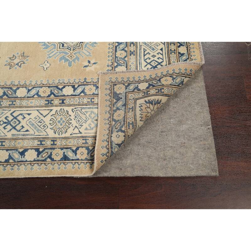 Vegetable Dye Geometric Oriental Super Kazak Wool Area Rug Handmade - 8'5" x 11'6"
