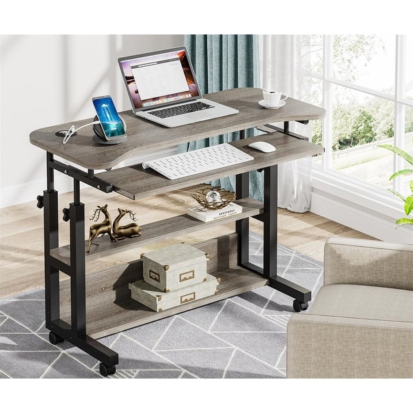 slide 2 of 16, Portable Desk with Power Outlets Grey
