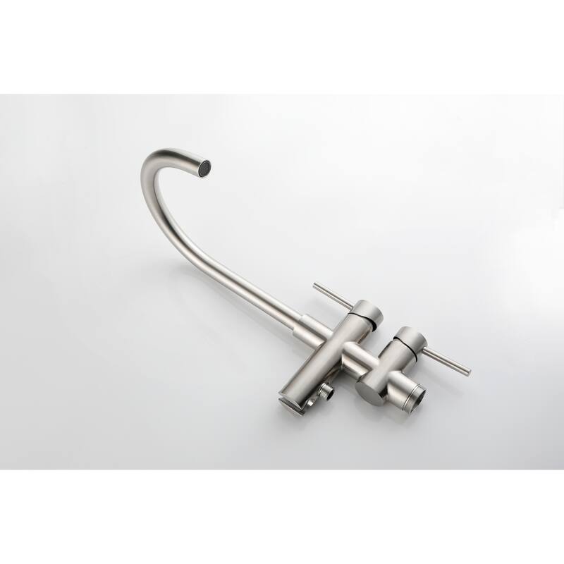 Floor Mounted Tub Faucet High Flow Freestanding Tub Filler Faucet with Handheld Shower Head and Swivel Spout