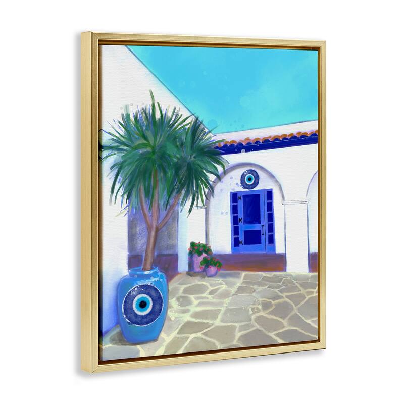 Stupell Tranquil Tropical Villa Framed Floater Canvas Wall Art Design By Matthew Piotrowicz